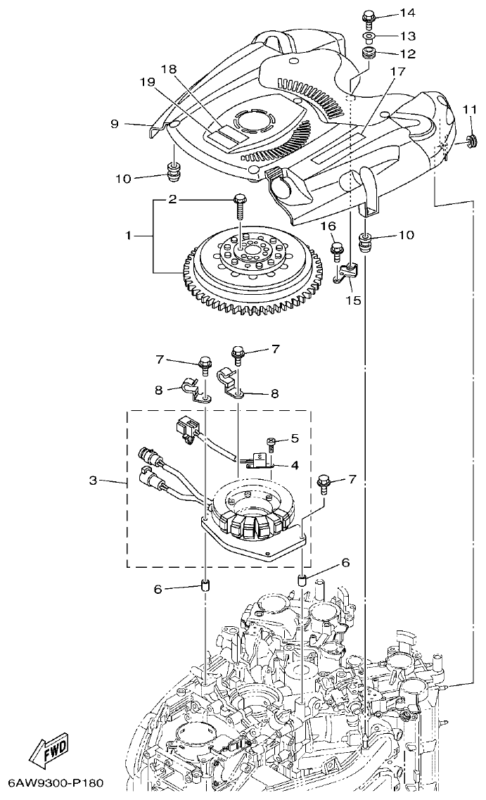 Yamaha F350AET, FL350AET GENERATOR parts diagram